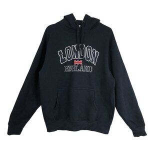 Zone One London England Hoodie Union Jack Flag Graphic Pullover Unisex Sz L